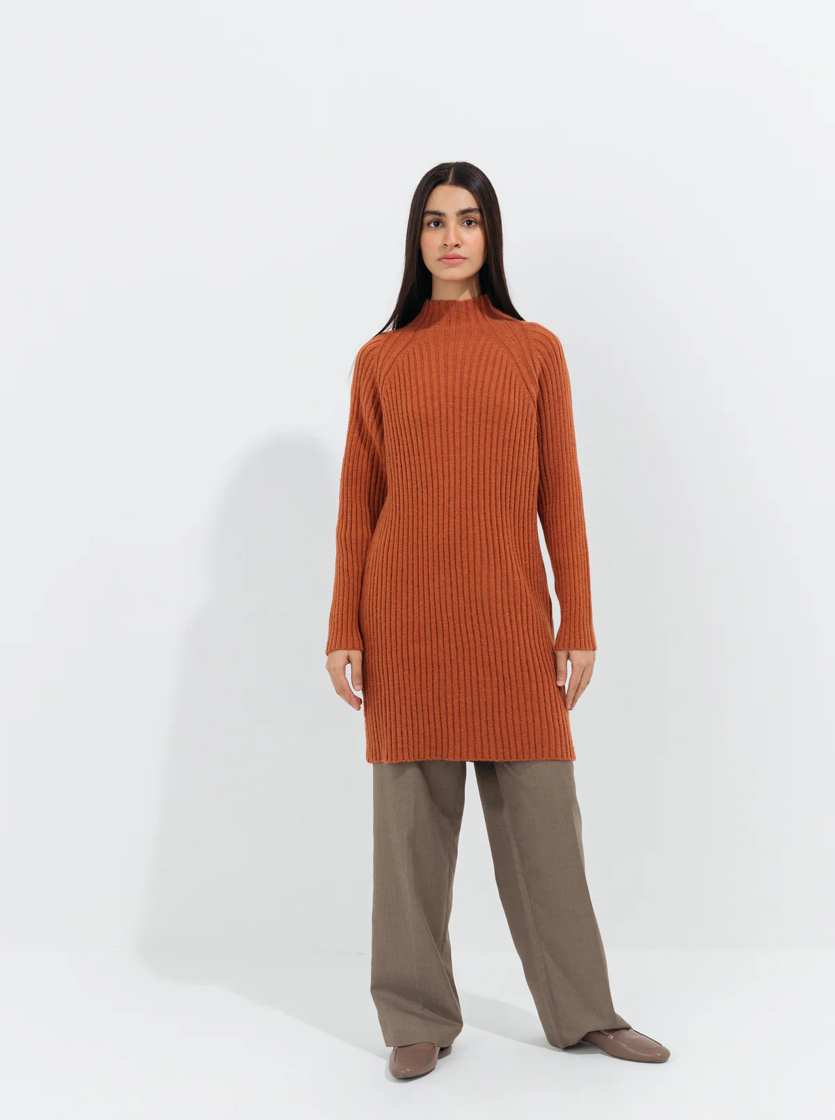 BROWN DOUBLE KNIT SWEATER - Image 3