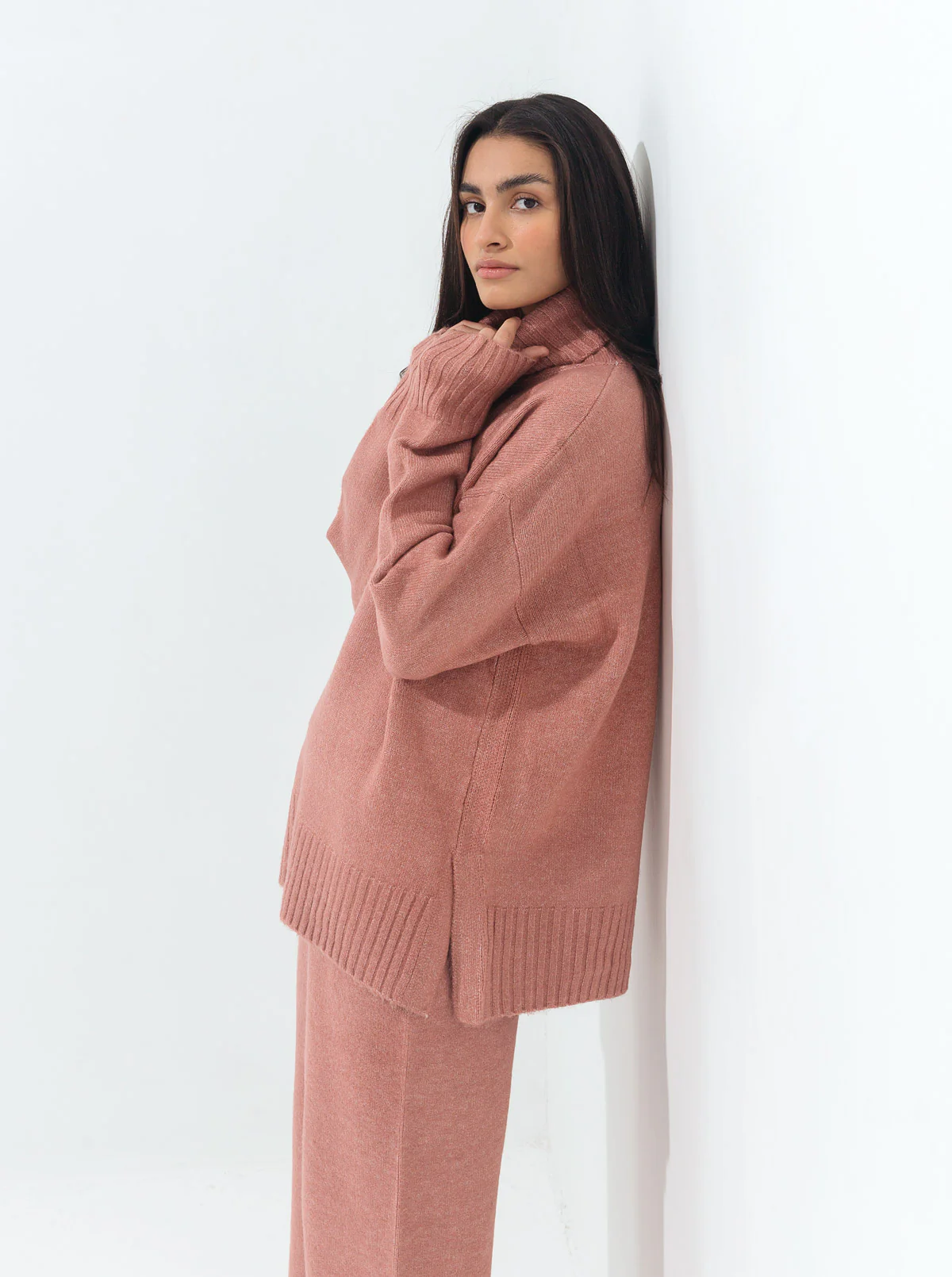 BLUSH PINK SWEATER KNIT CO-ORD SET - Image 3