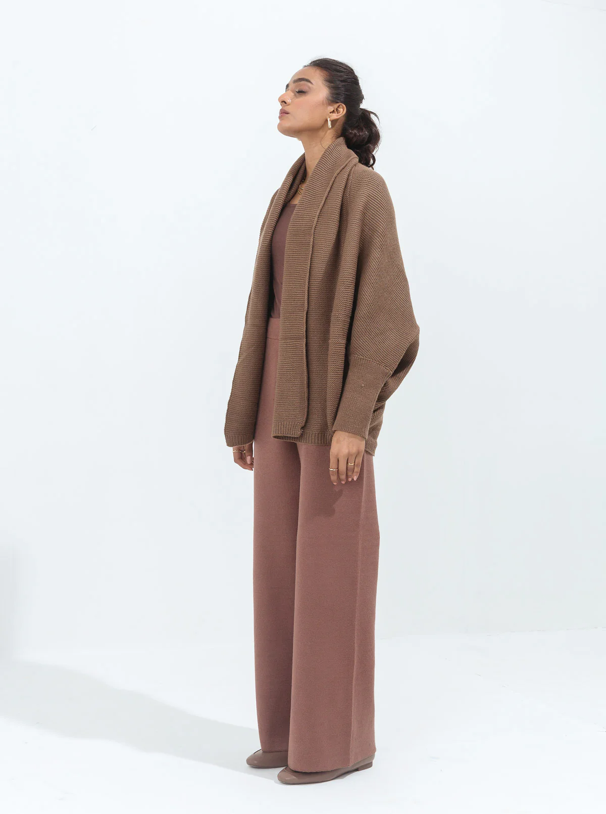 DARK BEIGE BATWING SHRUG - Image 2