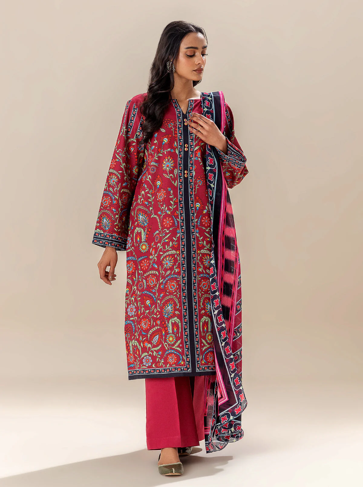 2 PIECE PRINTED LAWN SUIT-DAHLIA DRAGON (UNSTITCHED) - Image 4