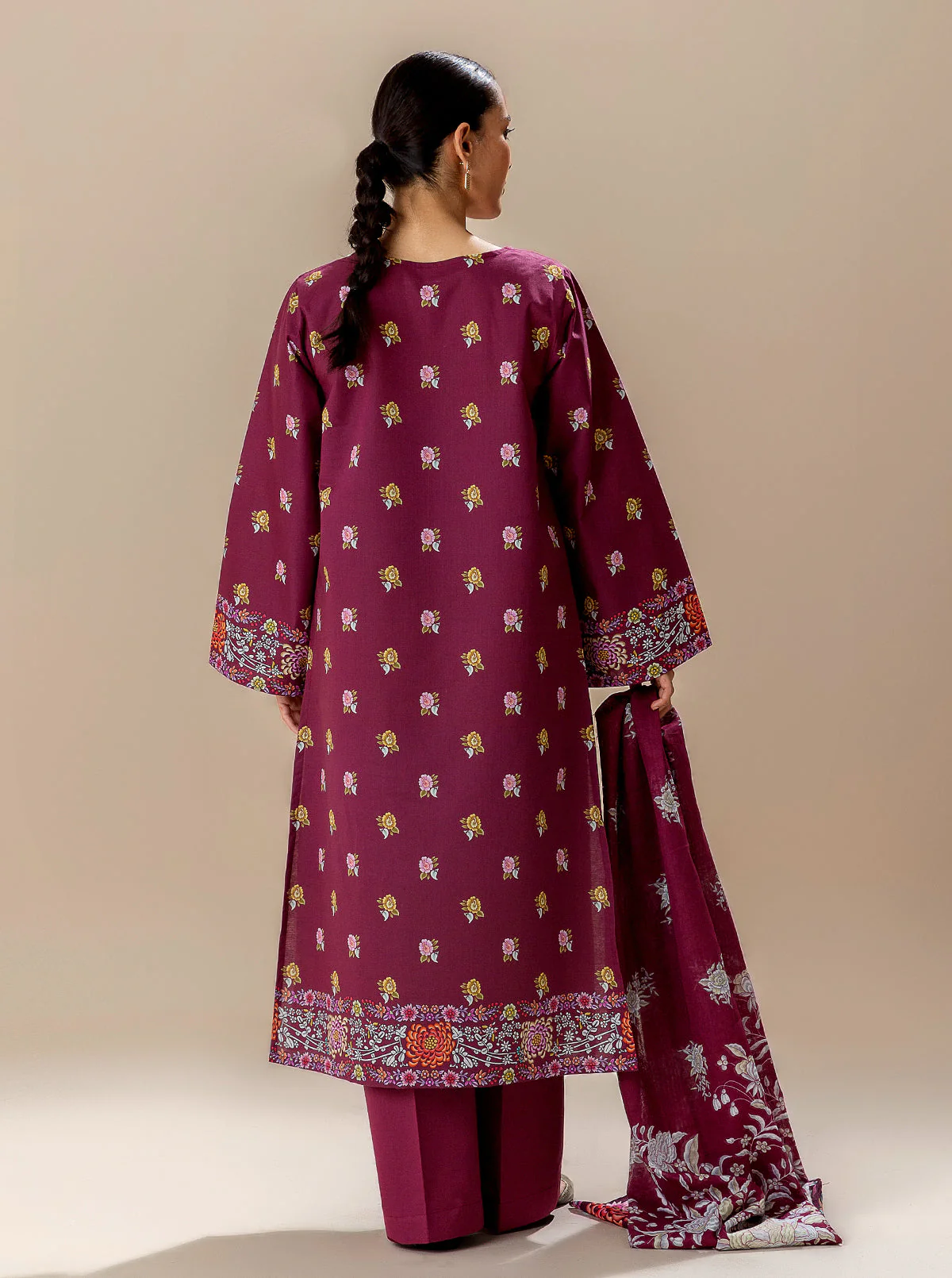 3 PIECE PRINTED LAWN SUIT-BLOOD MOON (UNSTITCHED) - Image 4