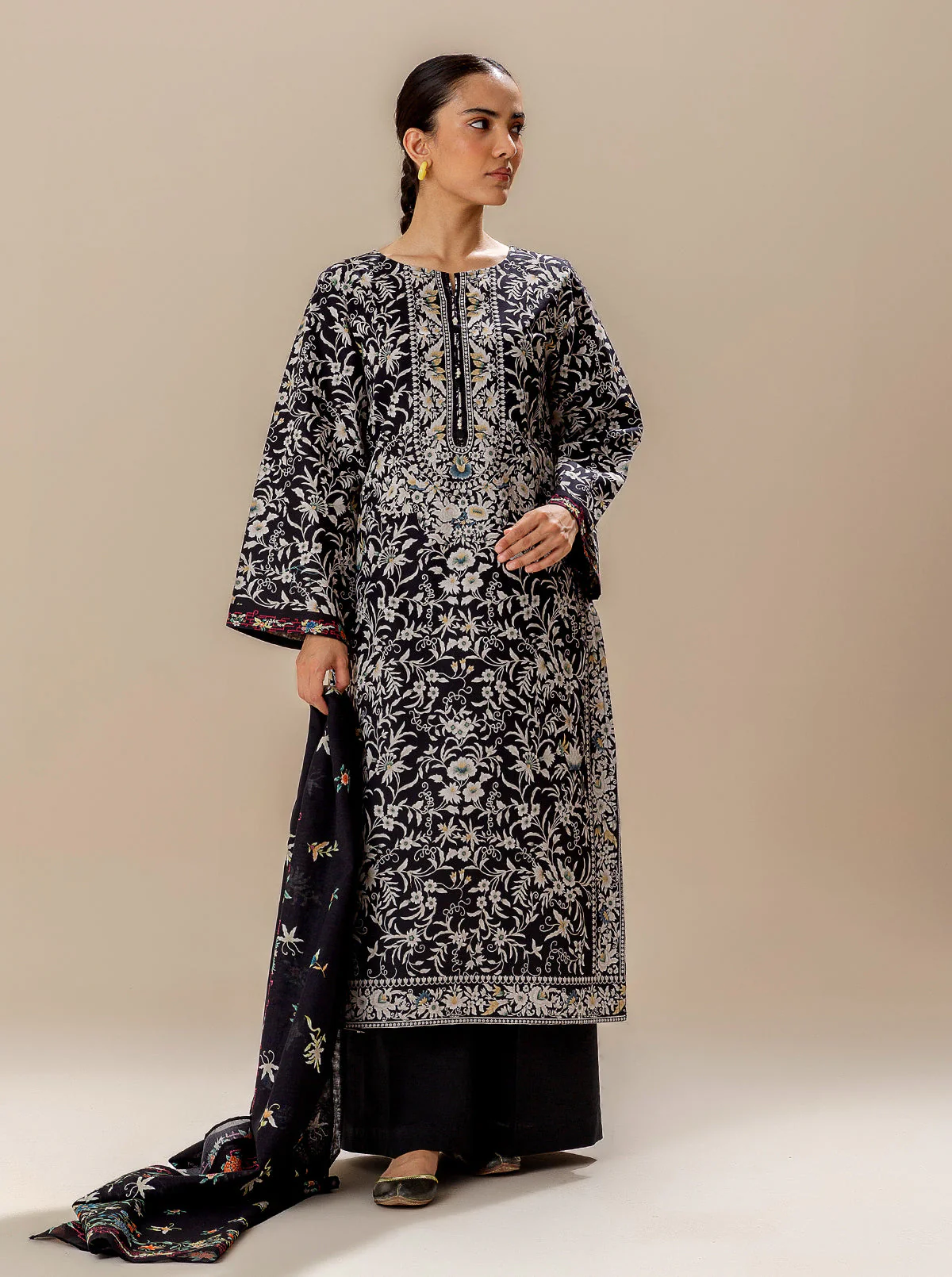 3 PIECE PRINTED LAWN SUIT-MYSTERY NIGHT (UNSTITCHED) - Image 3