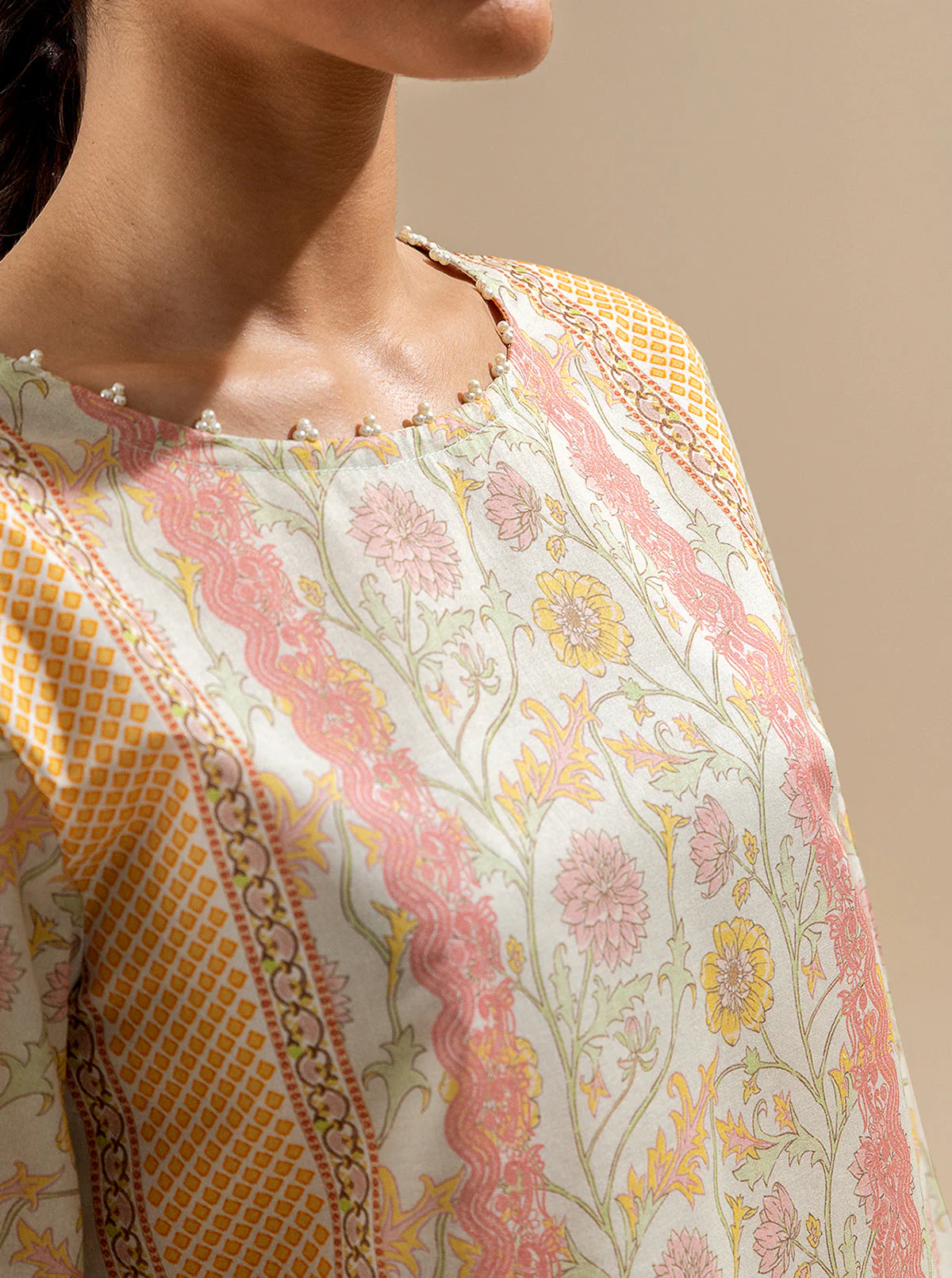 3 PIECE PRINTED LAWN SUIT-SPRING SKIES (UNSTITCHED) - Image 5