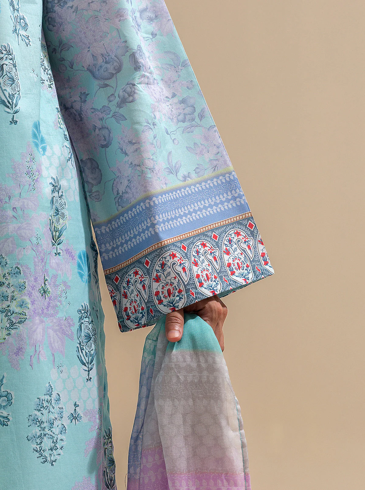 3 PIECE PRINTED LAWN SUIT-BLUEFALLS BAY (UNSTITCHED) - Image 6