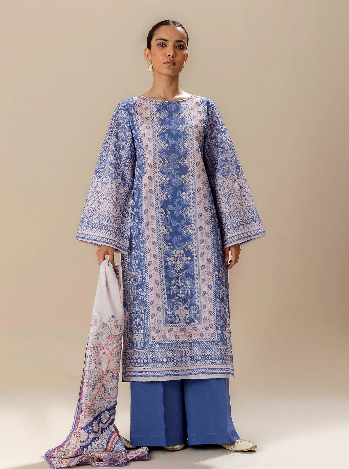 3 PIECE PRINTED LAWN SUIT-LAVENDER DREAM (UNSTITCHED) - Image 3