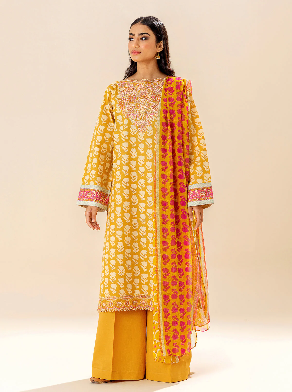 3 PIECE EMBROIDERED LAWN SUIT - SILHOUETTE SCENE (UNSTITCHED) - Image 2