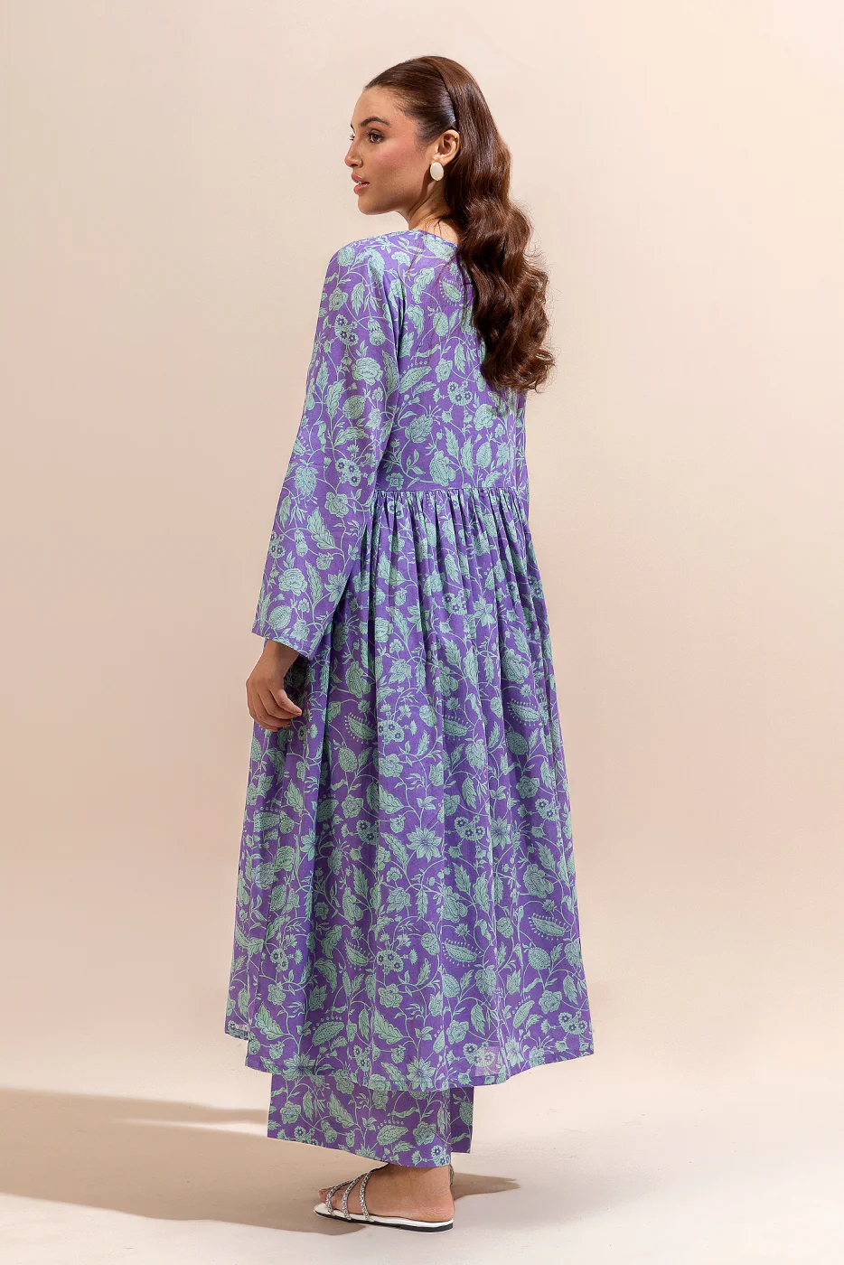 2 PIECE PRINTED LAWN SUIT-LILAC LILIES (UNSTITCHED) - Image 3