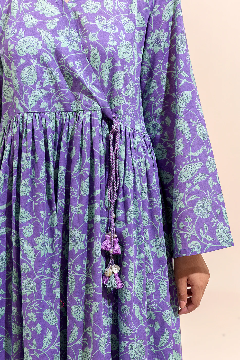 2 PIECE PRINTED LAWN SUIT-LILAC LILIES (UNSTITCHED) - Image 4