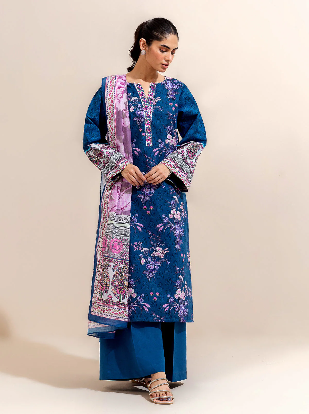 3 PIECE PRINTED LAWN-MIDNIGHT BISMUTH (UNSTITCHED) - Image 2