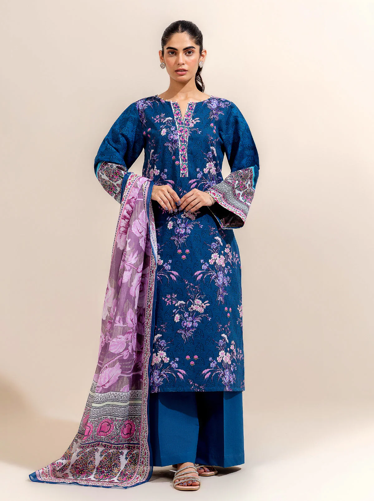3 PIECE PRINTED LAWN-MIDNIGHT BISMUTH (UNSTITCHED) - Image 3