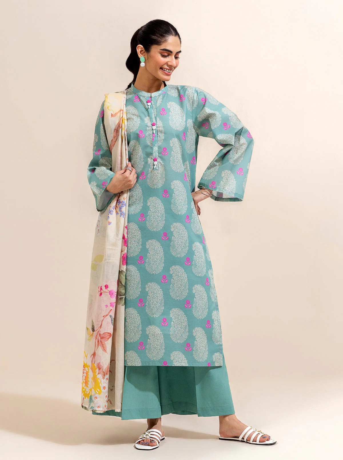 3 PIECE PRINTED LAWN-SEA SOUL (UNSTITCHED) - Image 4