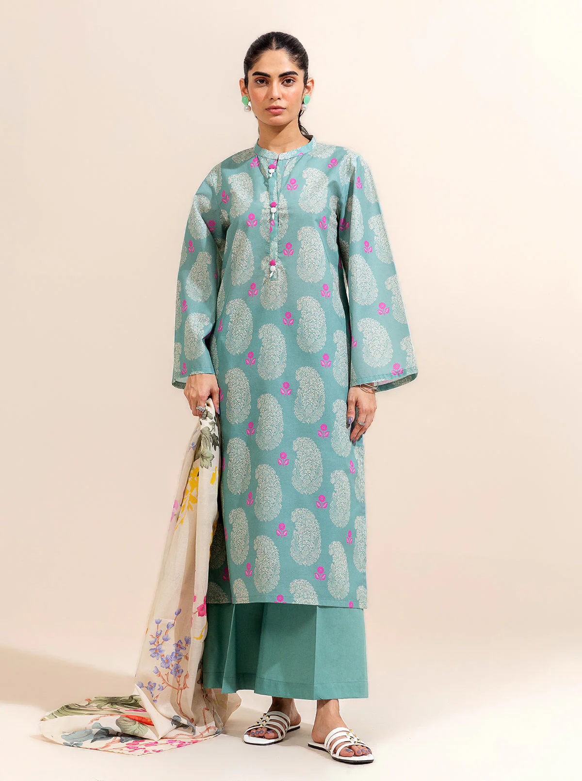 3 PIECE PRINTED LAWN-SEA SOUL (UNSTITCHED) - Image 5