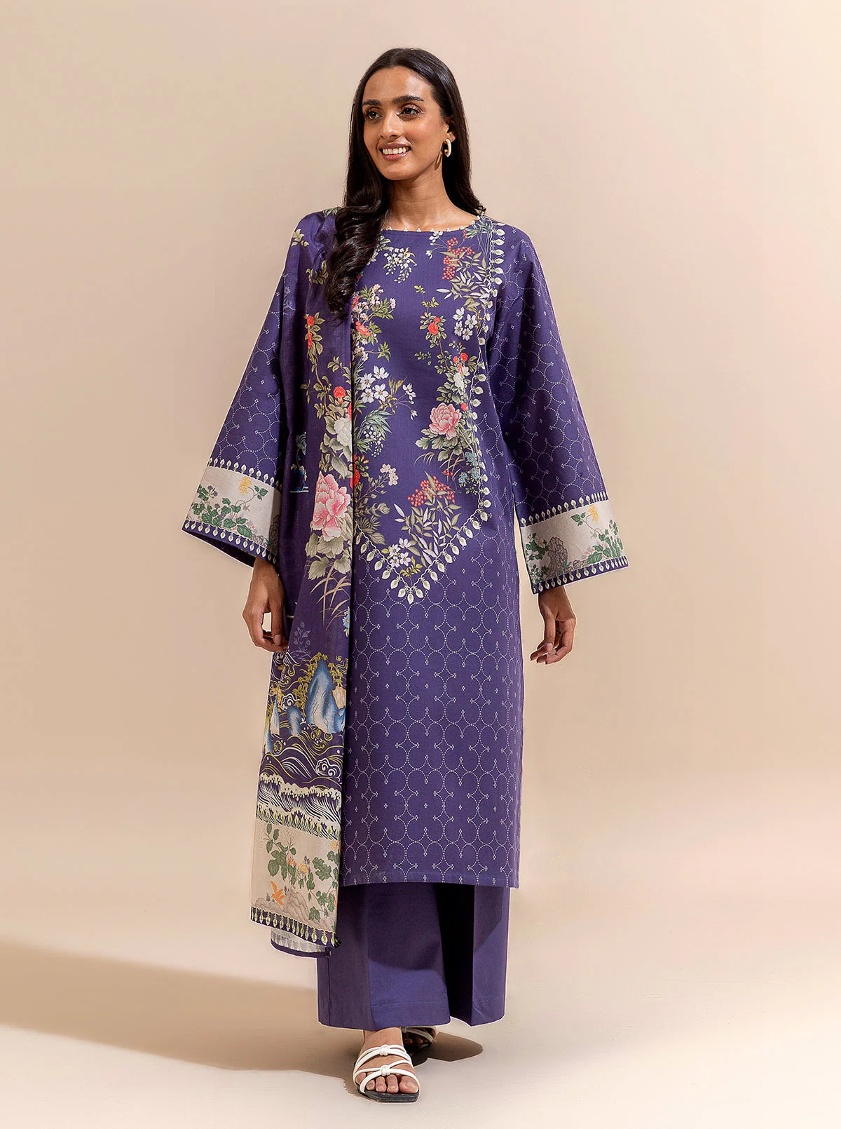 3 PIECE PRINTED LAWN SUIT-CLIFF BREEZE (UNSTITCHED) - Image 2
