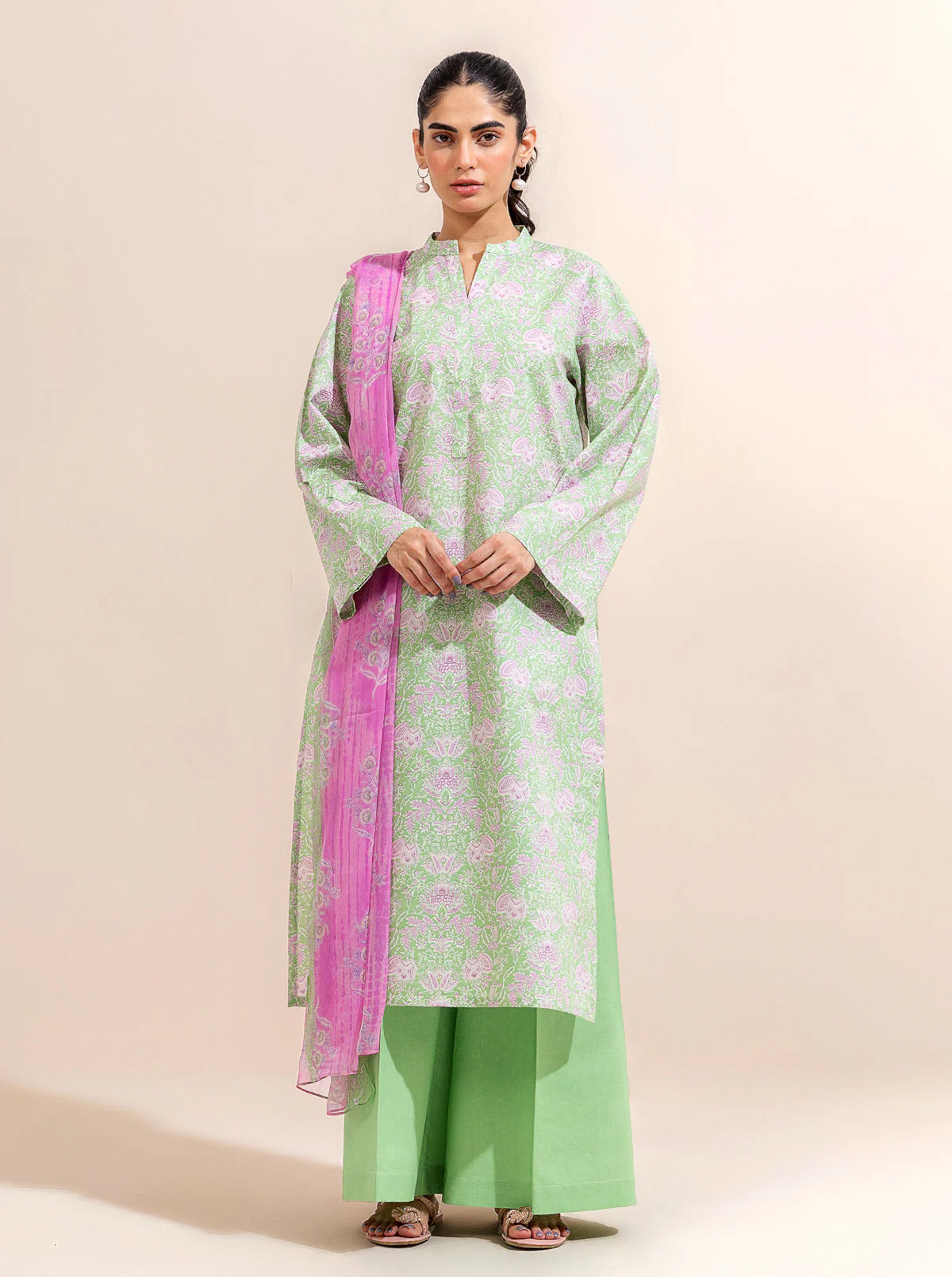3 PIECE PRINTED LAWN-APPLE TOFFEE (UNSTITCHED) - Image 2