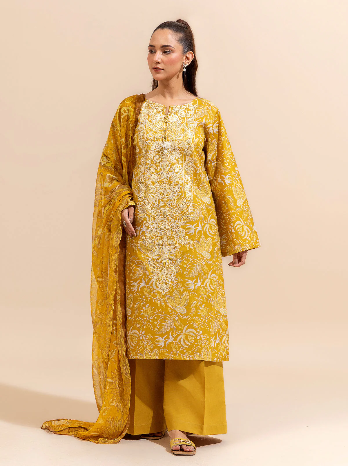 3 PIECE EMBROIDERED LAWN SUIT-SUNRISE CITY (UNSTITCHED) - Image 2