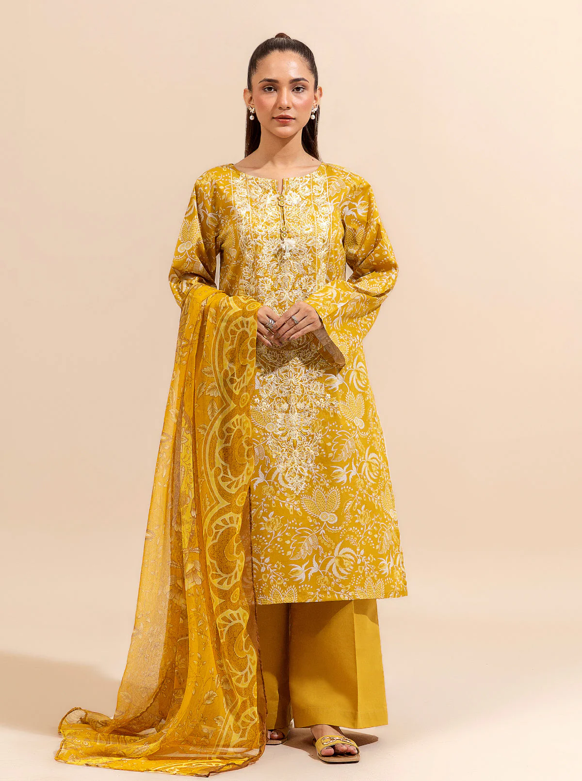 3 PIECE EMBROIDERED LAWN SUIT-SUNRISE CITY (UNSTITCHED) - Image 3