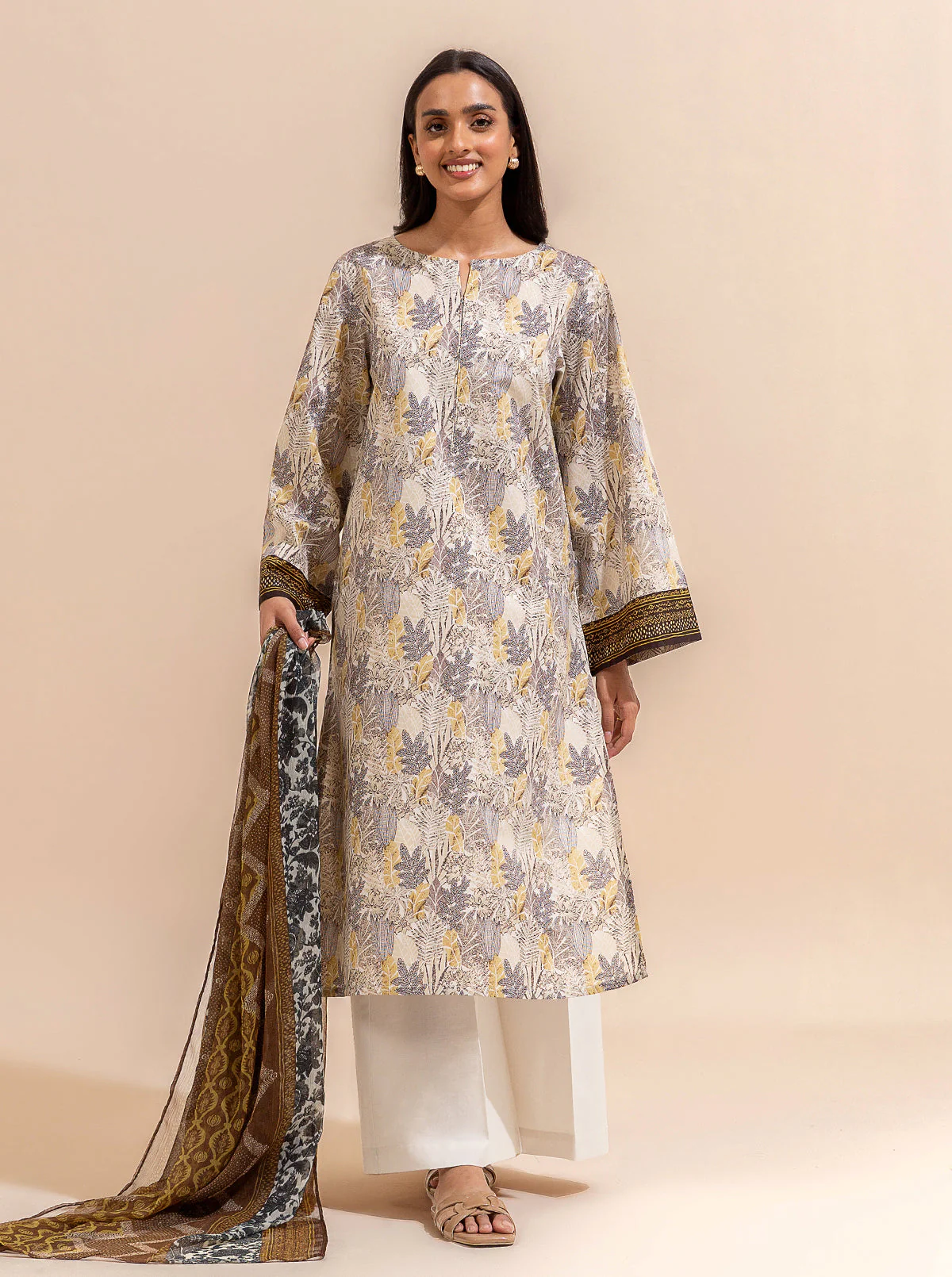 3 PIECE PRINTED LAWN SUIT-LEAFY PRAISE (UNSTITCHED) - Image 3