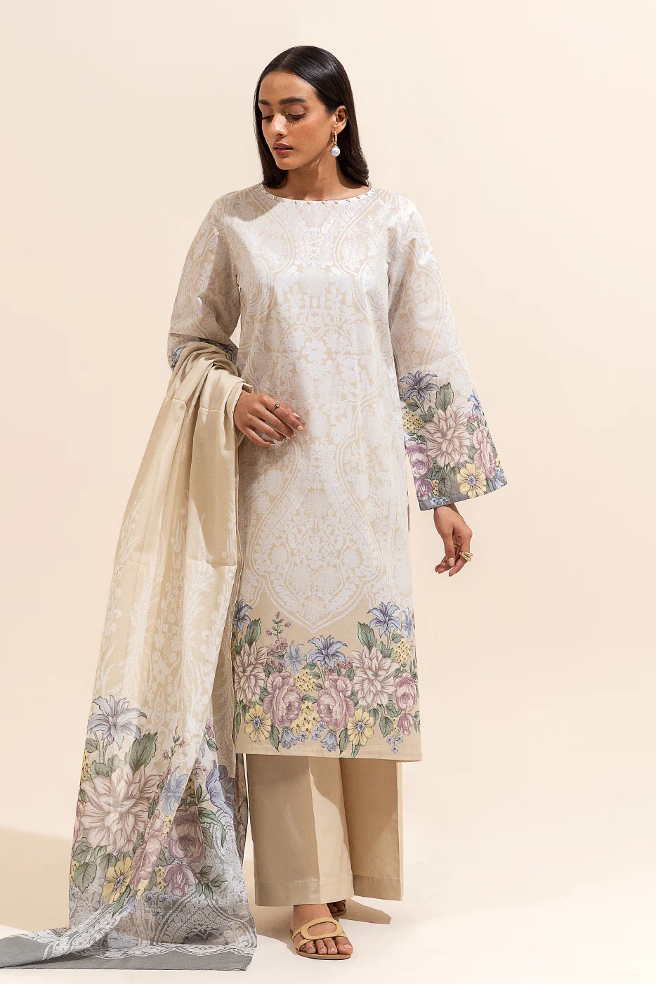 3 PIECE PRINTED LAWN SUIT-ROSY MORNING (UNSTITCHED) - Image 6