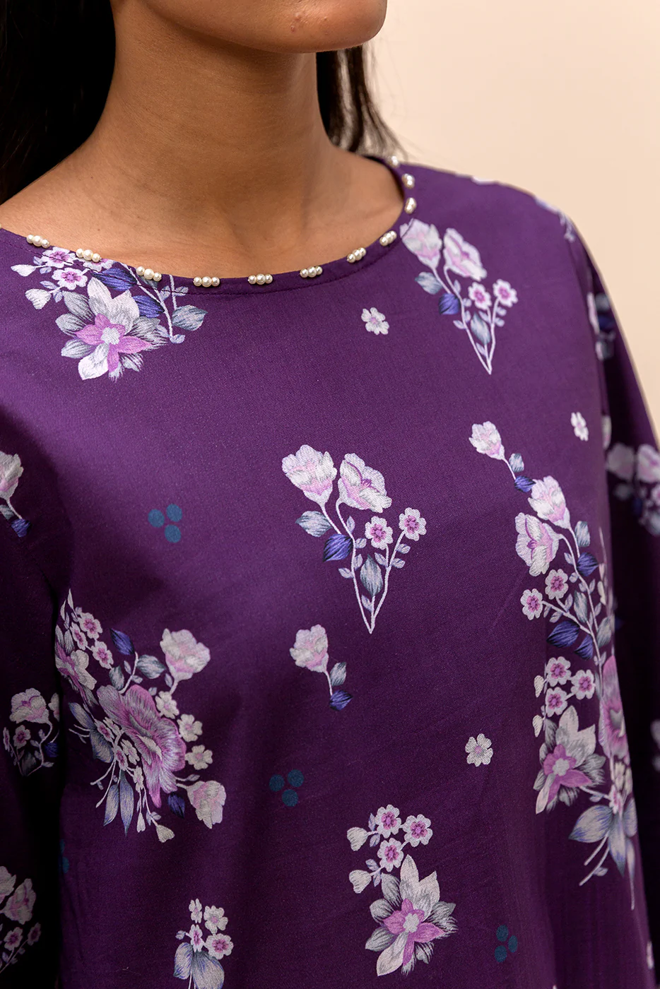 2 PIECE PRINTED LAWN SUIT-AMARANTH ANGLE (UNSTITCHED) - Image 4
