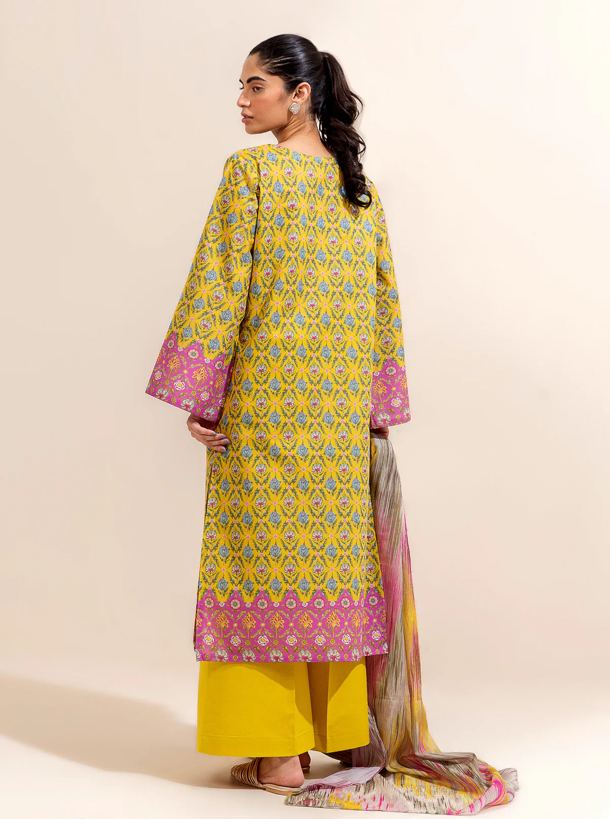 2 PIECE PRINTED LAWN SUIT-CANDY SAND (UNSTITCHED) - Image 4