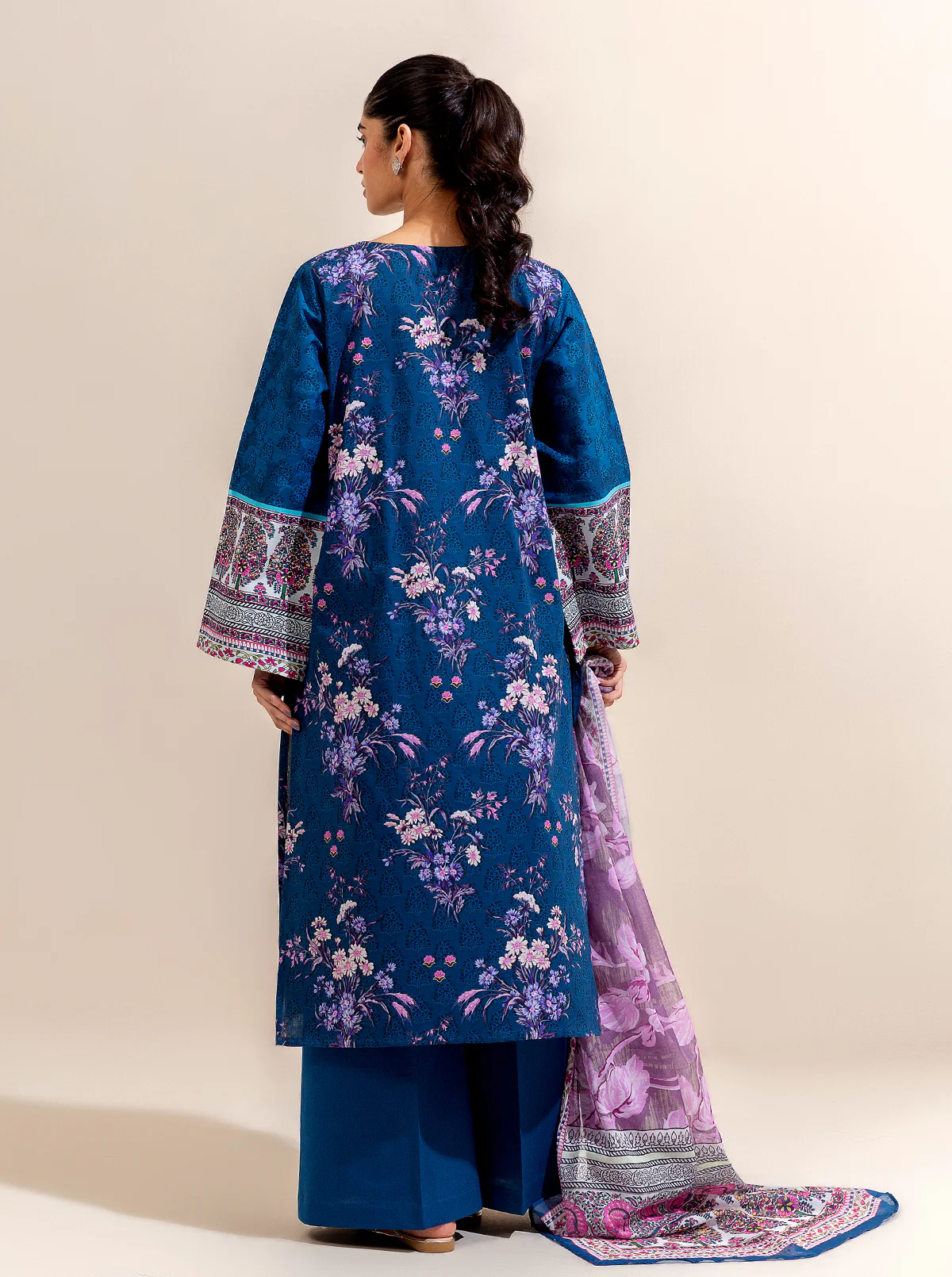 2 PIECE PRINTED LAWN SUIT-MIDNIGHT BISMUTH (UNSTITCHED) - Image 4