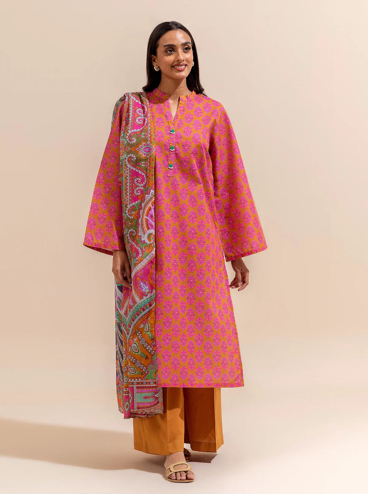 2 PIECE PRINTED LAWN SUIT-TRIBAL VIVID (UNSTITCHED) - Image 2