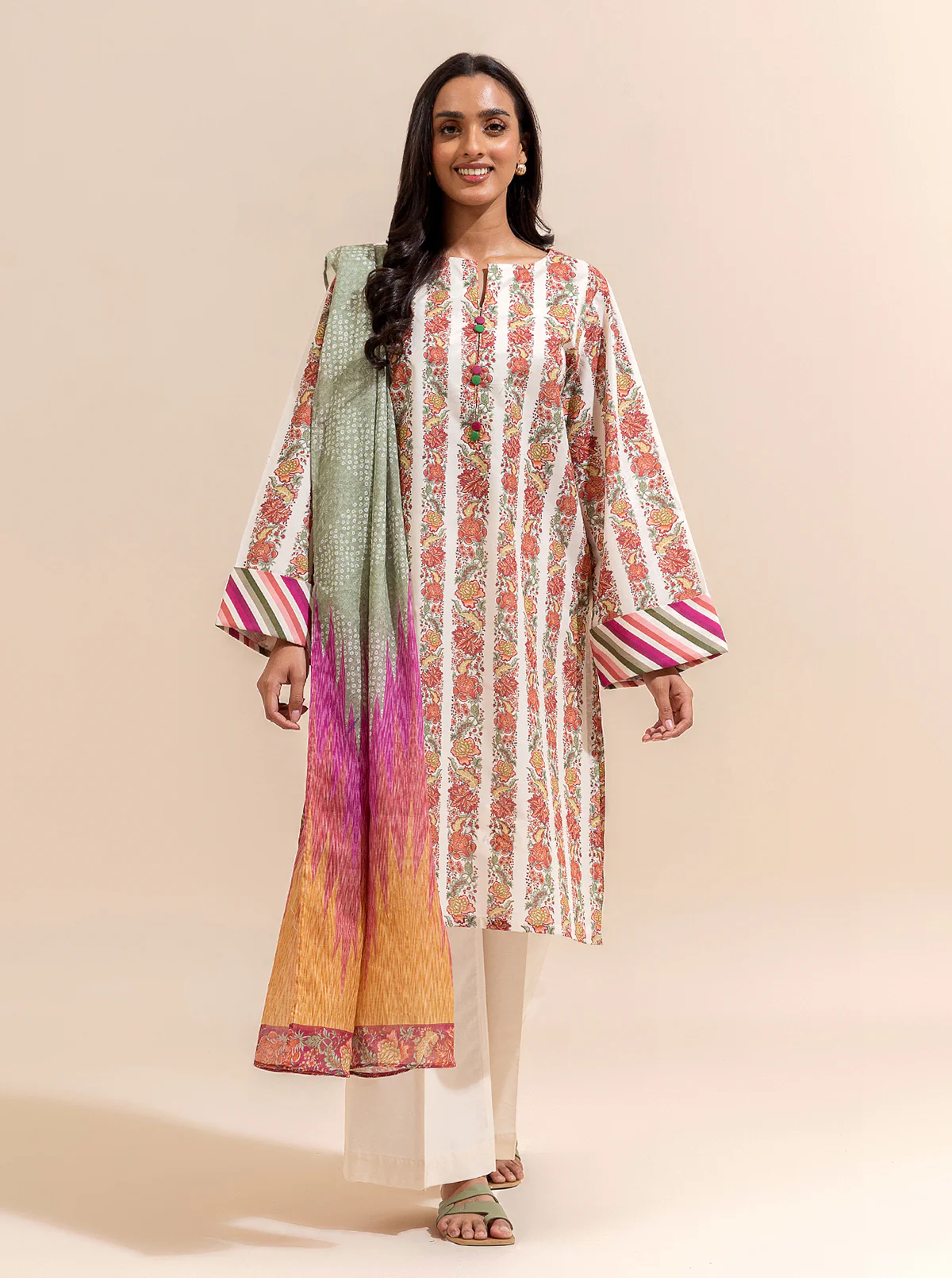 2 PIECE PRINTED LAWN SUIT-LINEAGE LILIES (UNSTITCHED) - Image 2