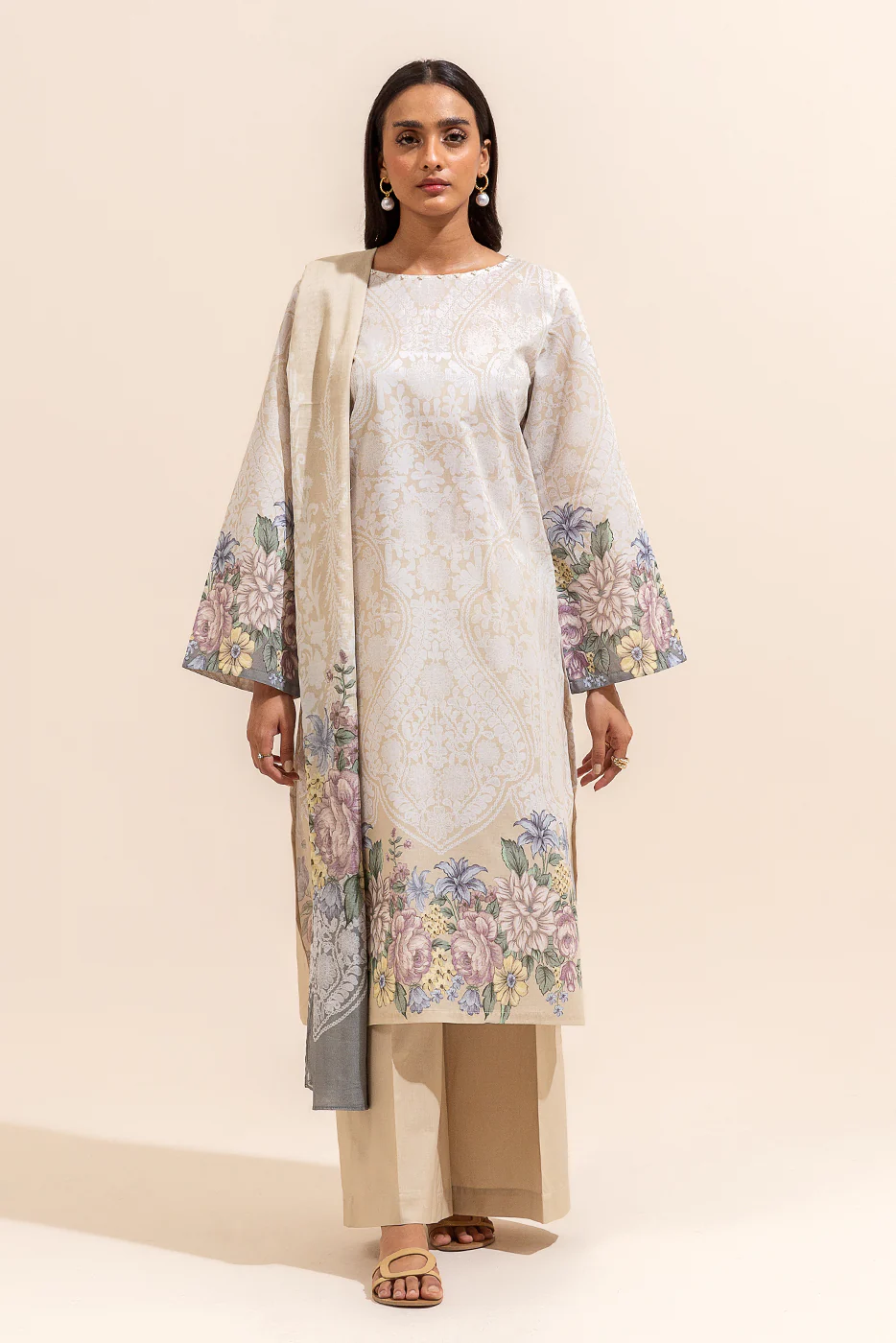 2 PIECE PRINTED LAWN SUIT-ROSY MORNING (UNSTITCHED) - Image 2