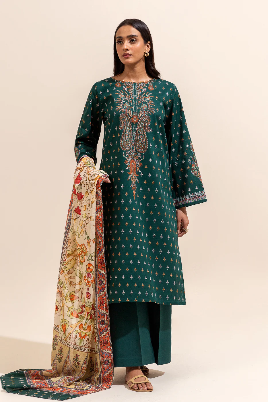 2 PIECE PRINTED LAWN SUIT-PAISLEY POISON (UNSTITCHED) - Image 3
