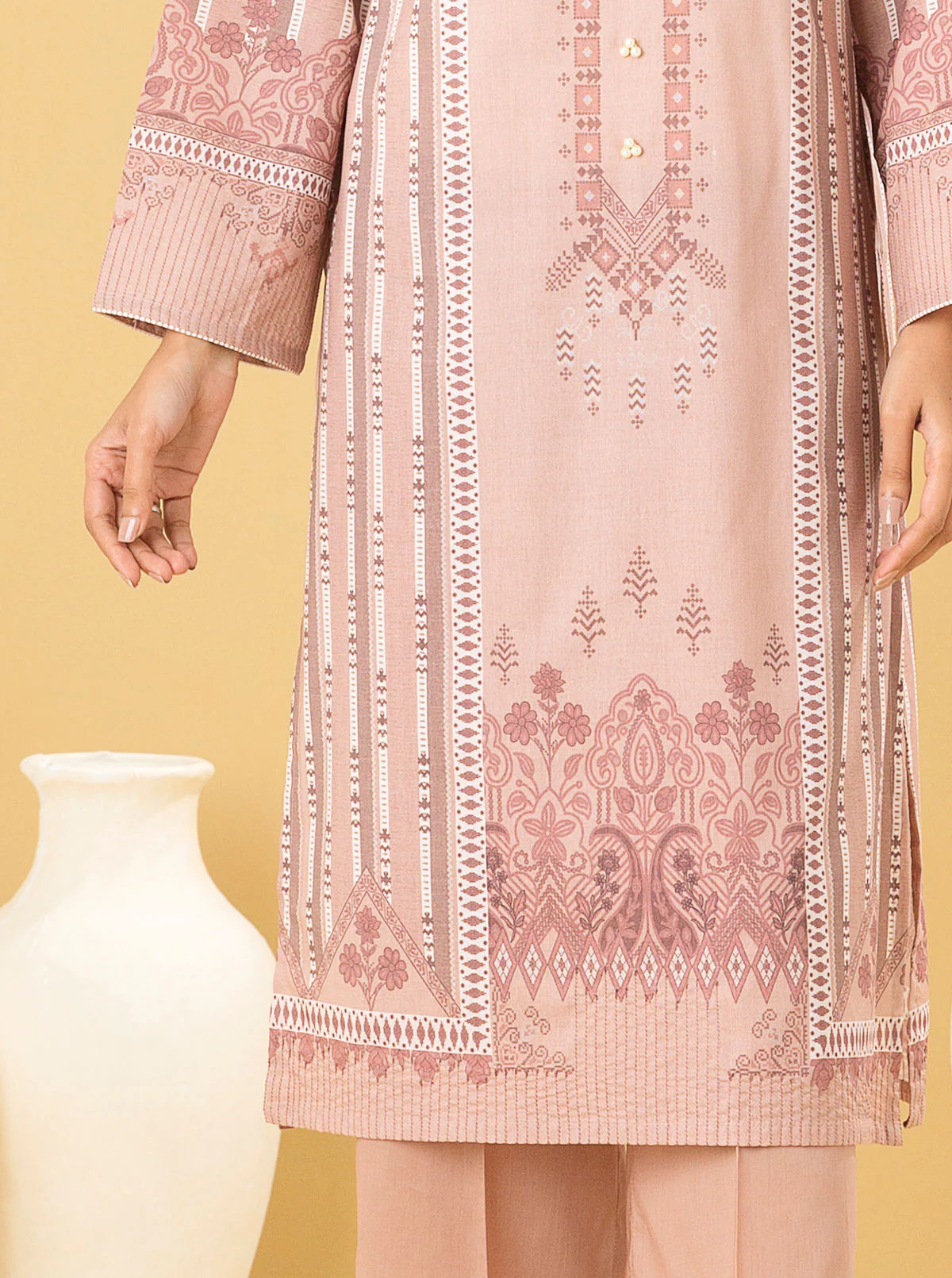 1 PIECE - PRINTED LAWN SHIRT - DUSKY PINK - Image 2