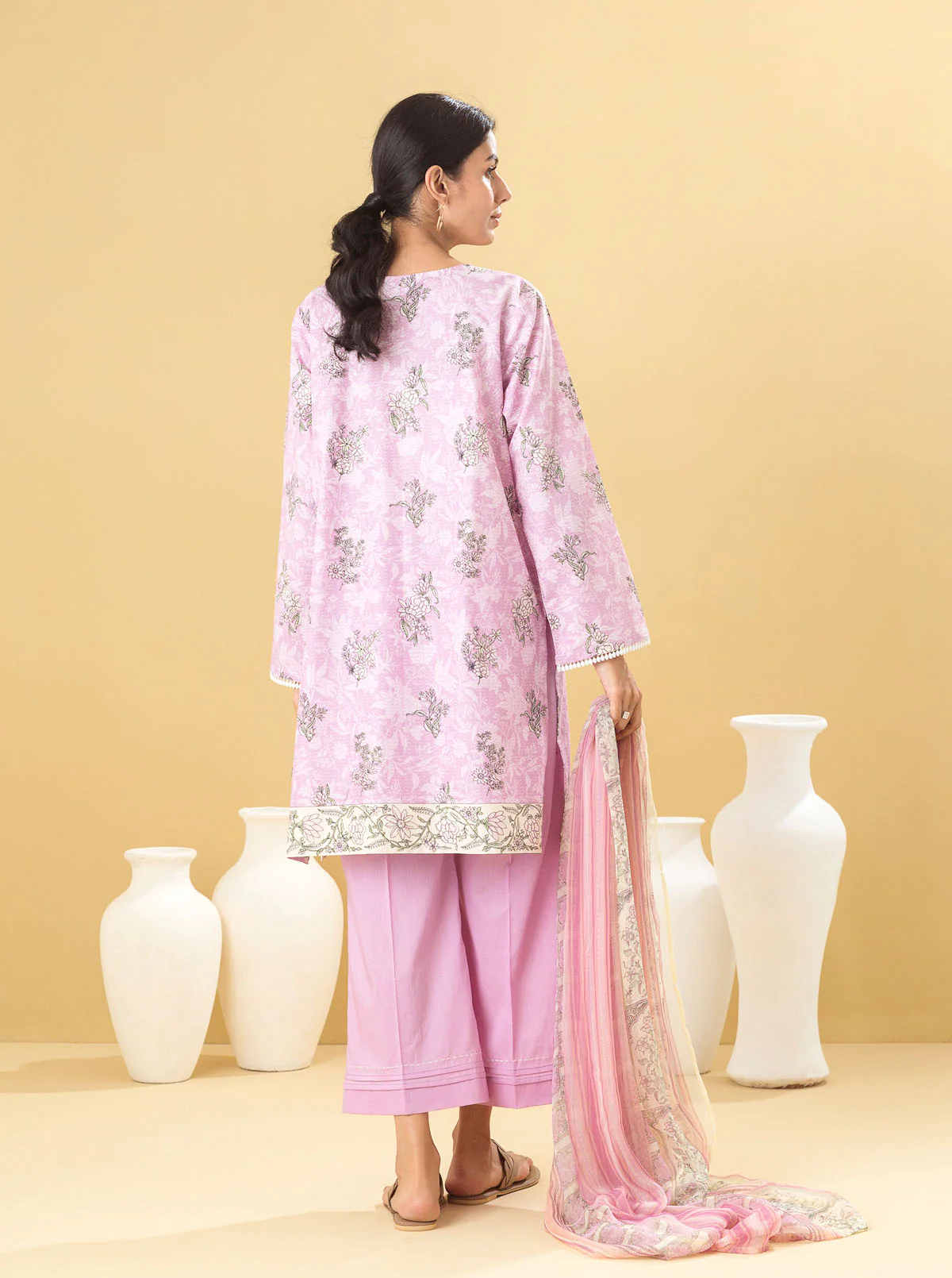 2 PIECE - PRINTED LAWN SUIT - LILAC HINT - Image 4