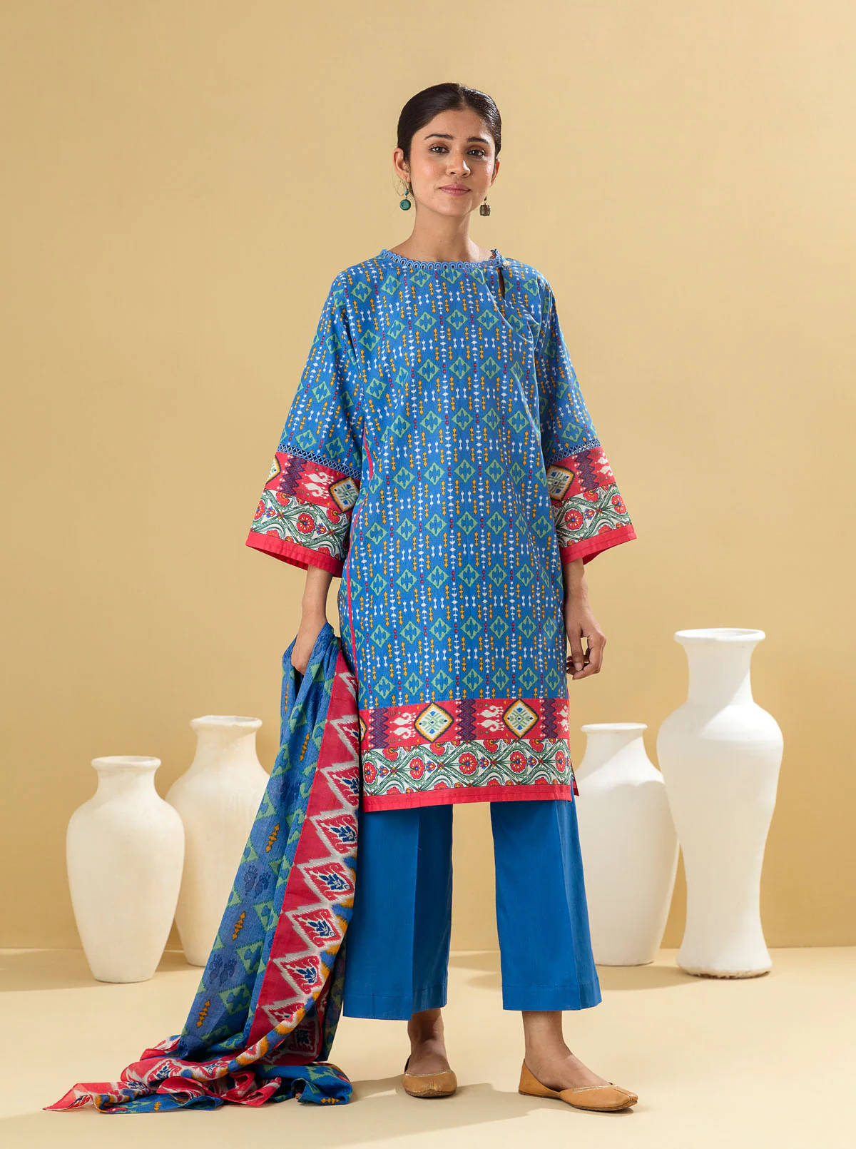 2 PIECE - PRINTED LAWN SUIT - REGALE BLUE - Image 3
