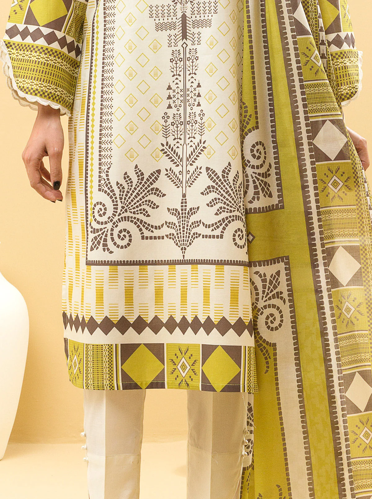 3 PIECE - PRINTED LAWN SUIT - VIRIDESCENT DIVINE - Image 2