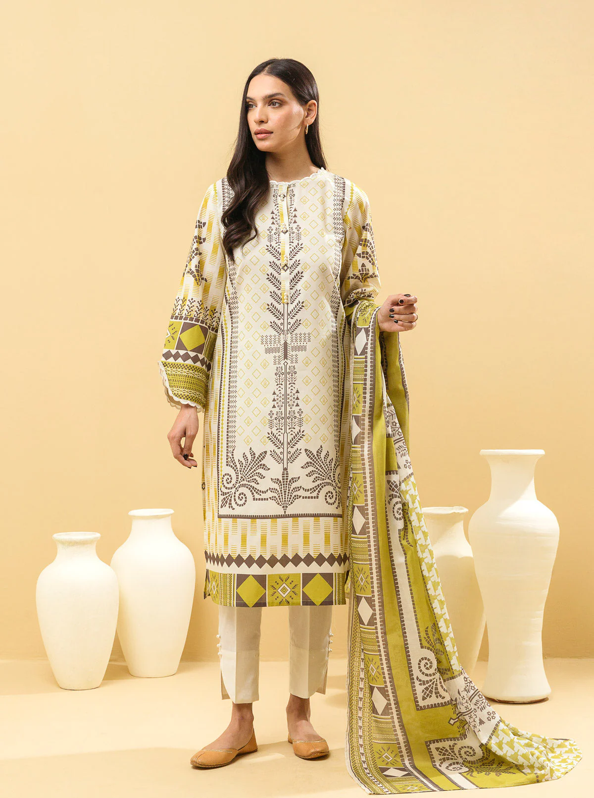 3 PIECE - PRINTED LAWN SUIT - VIRIDESCENT DIVINE - Image 3