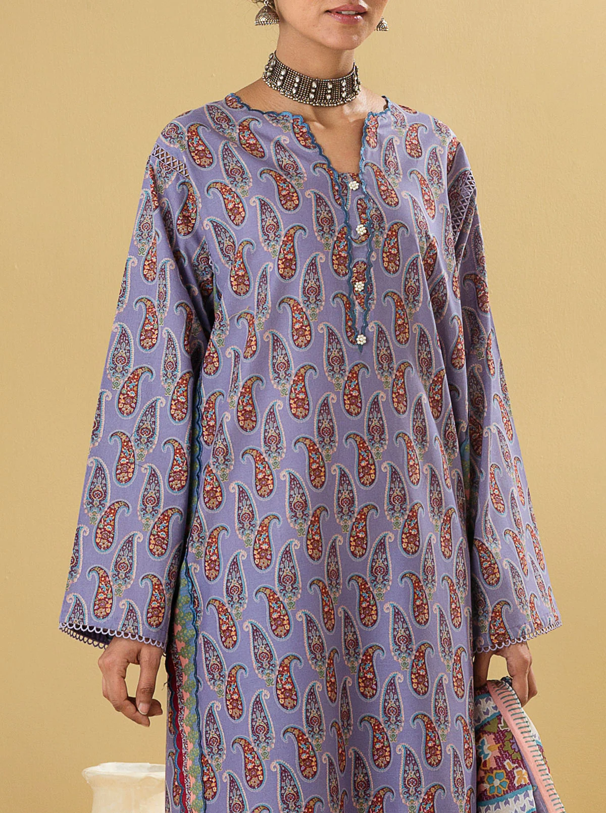 3 PIECE - PRINTED LAWN SUIT - NOSTALGIA - Image 4
