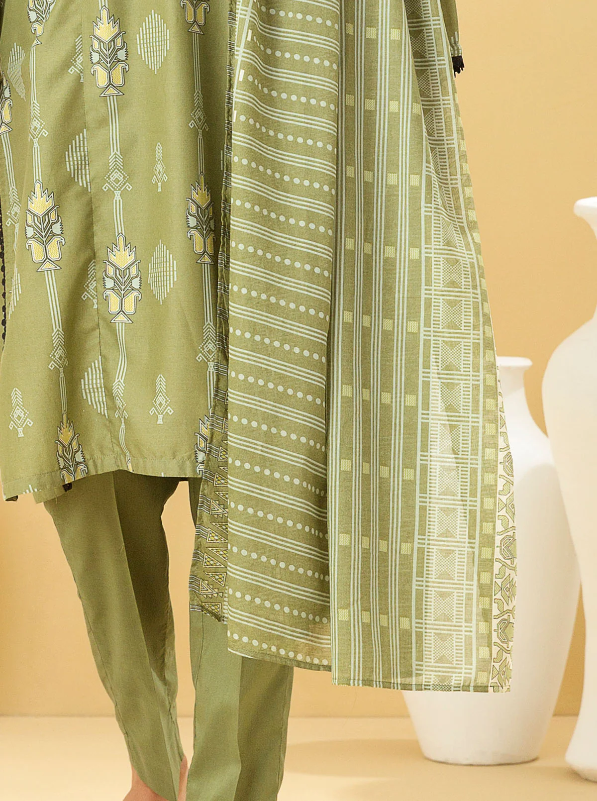 3 PIECE - PRINTED LAWN SUIT - TIMELESS SAGE - Image 2