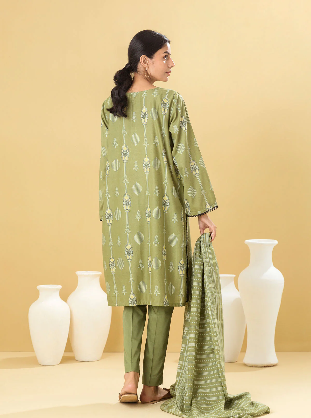 3 PIECE - PRINTED LAWN SUIT - TIMELESS SAGE - Image 4