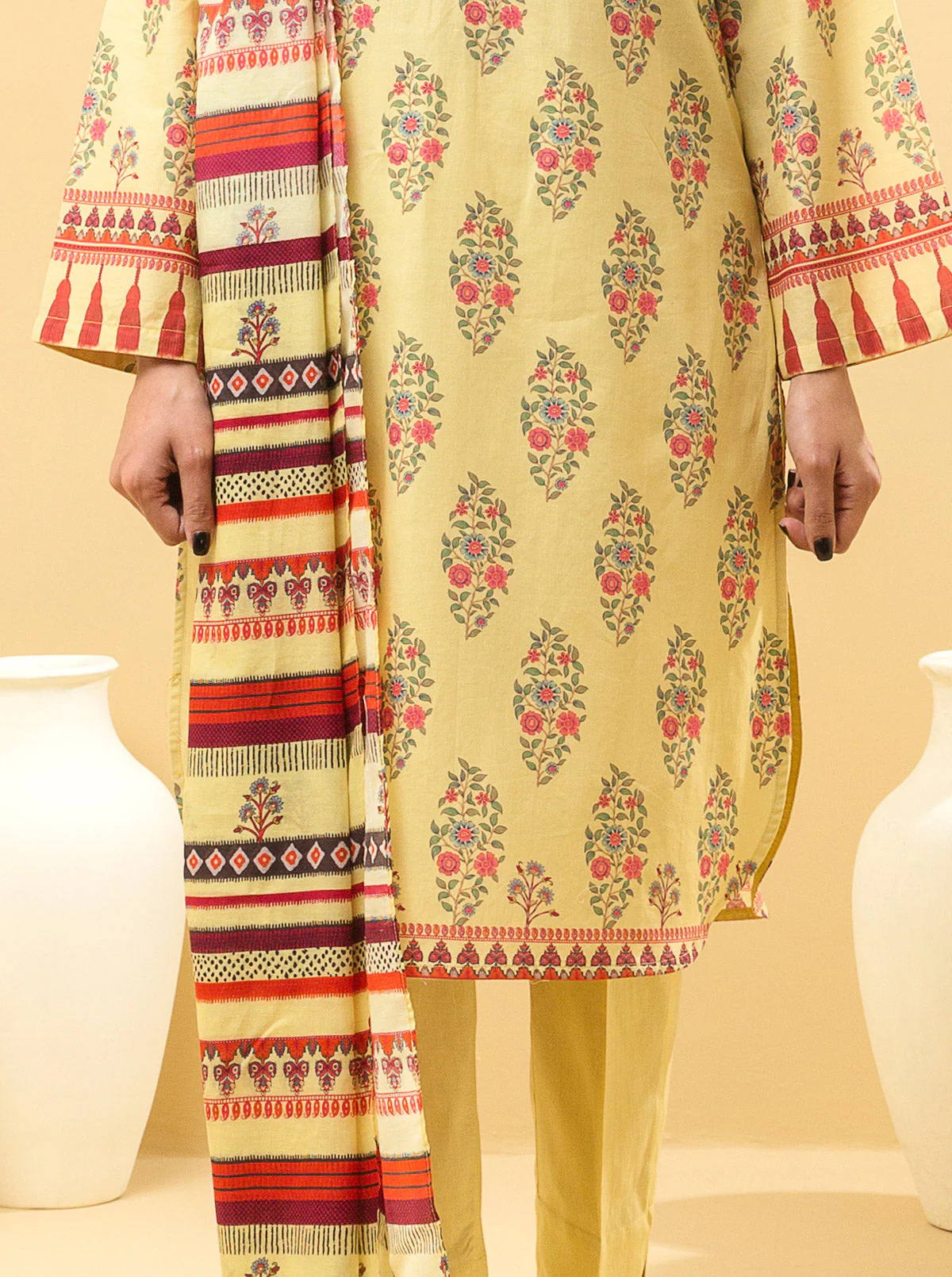 3 PIECE - PRINTED LAWN SUIT - BLOOMING OBSESSION - Image 2