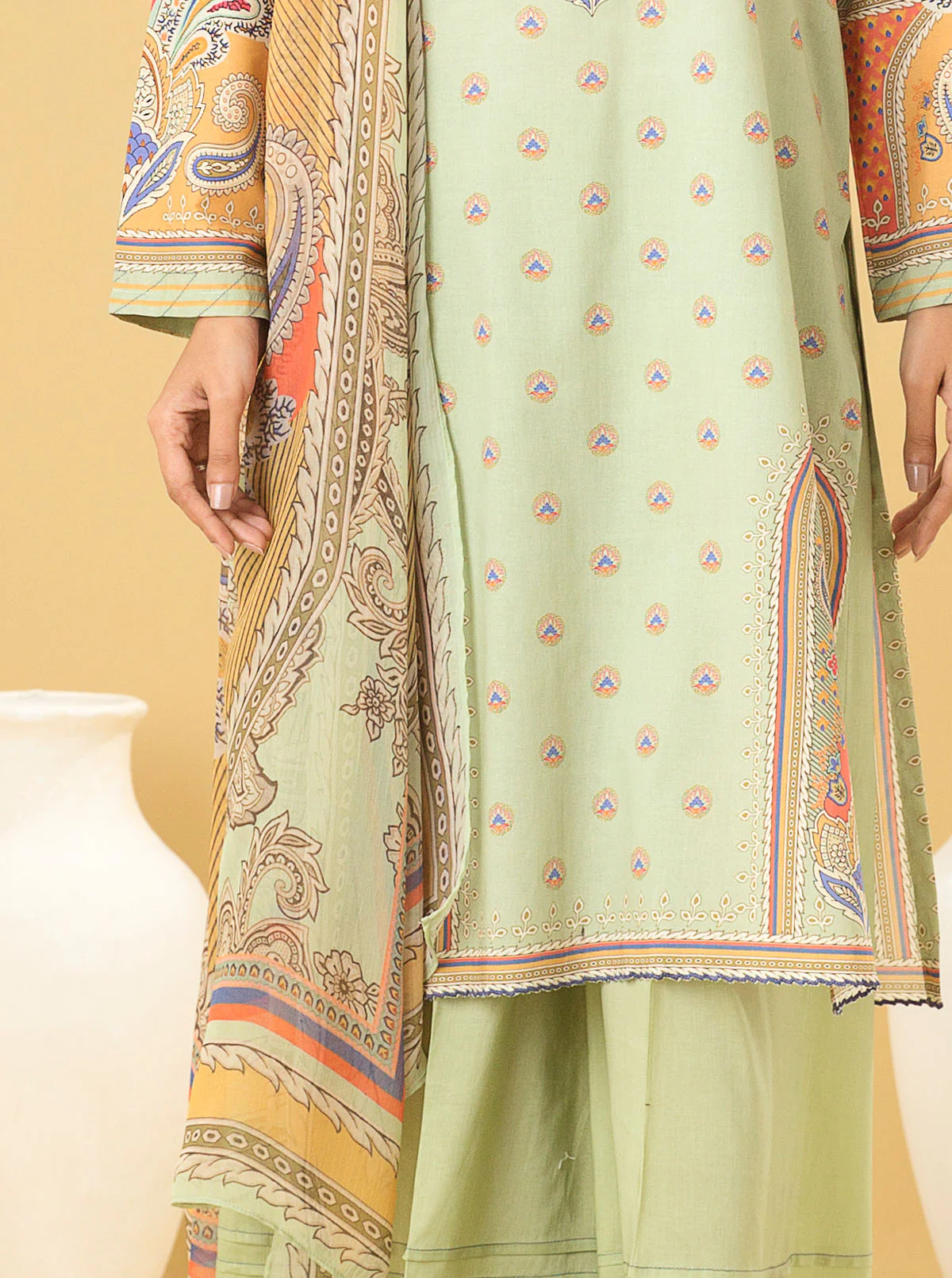 3 PIECE - PRINTED LAWN SUIT - MINTY BREEZE - Image 2