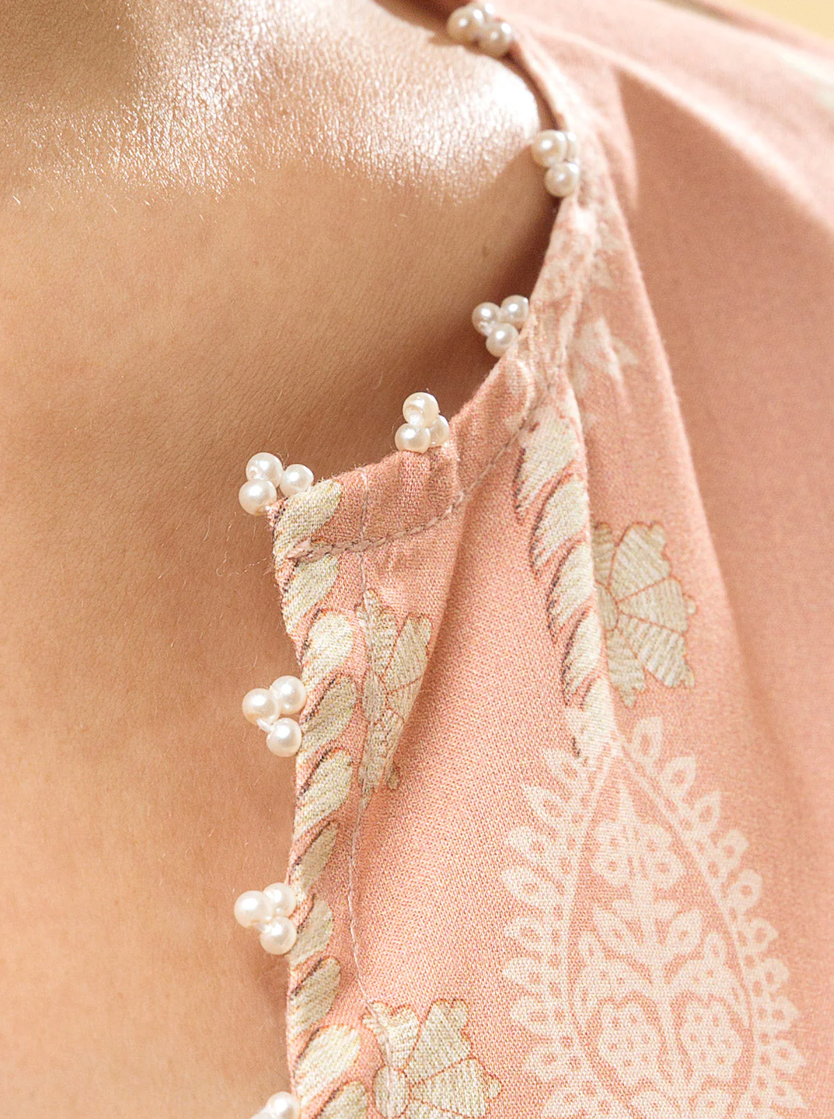 3 PIECE - PRINTED LAWN SUIT - PEACHY BLUSH - Image 5
