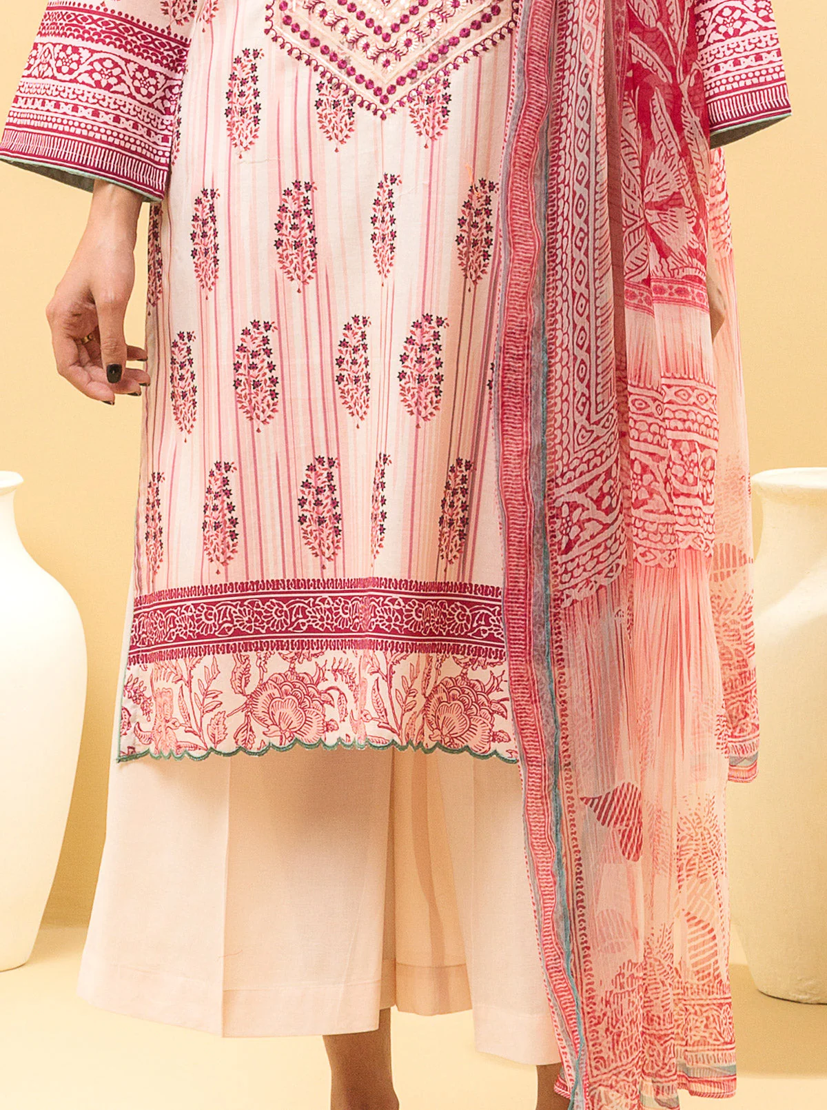 3 PIECE - EMBROIDERED LAWN SUIT - DEWY PEARL - Image 2