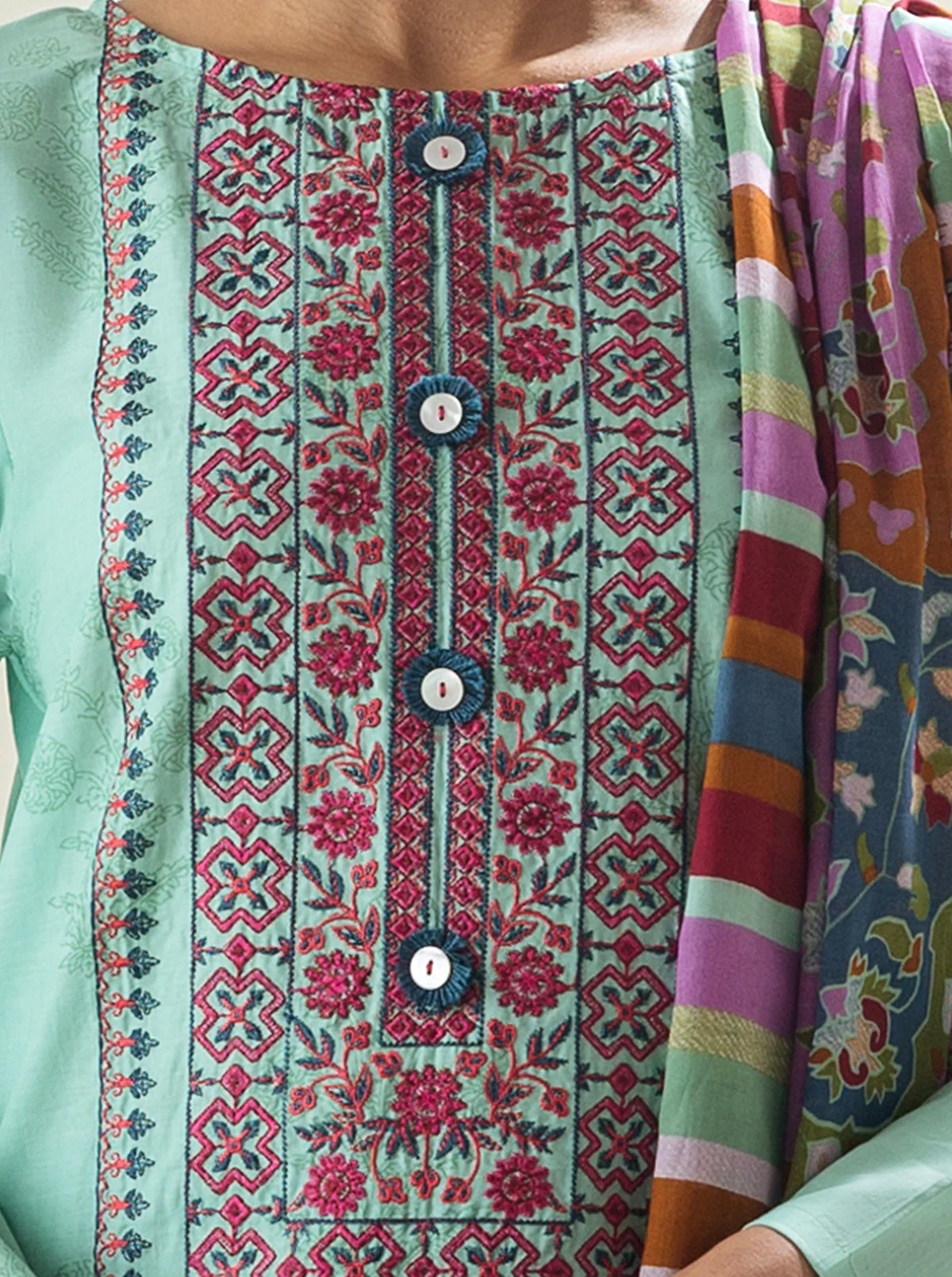 2 PIECE - EMBROIDERED LAWN SUIT - SPRING BREEZE - Image 2