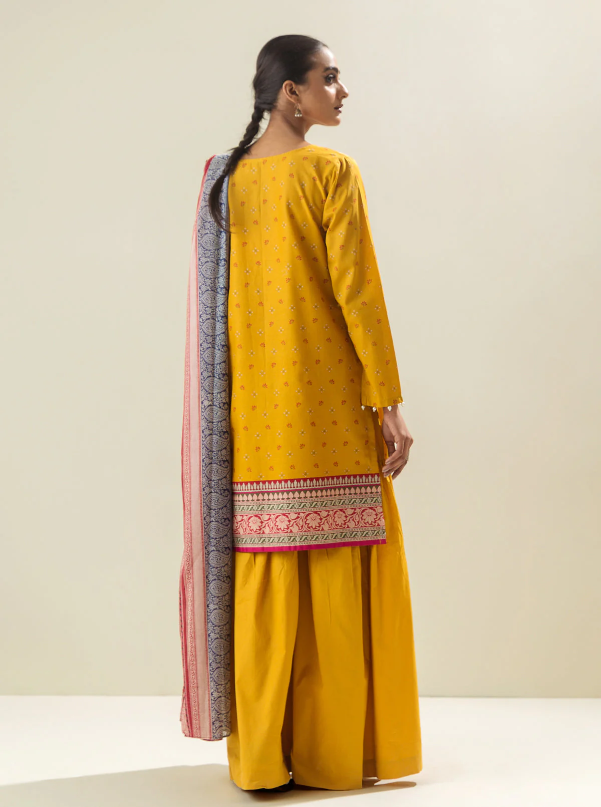 2 PIECE - EMBROIDERED LAWN SUIT - BLOOMING GOLD - Image 4