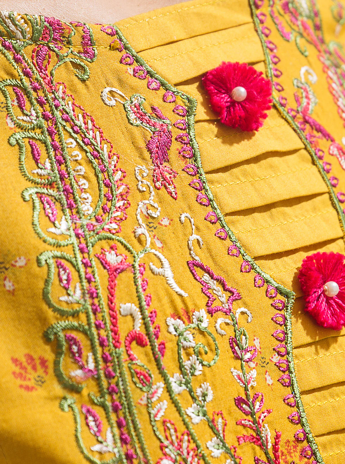 2 PIECE - EMBROIDERED LAWN SUIT - BLOOMING GOLD - Image 5