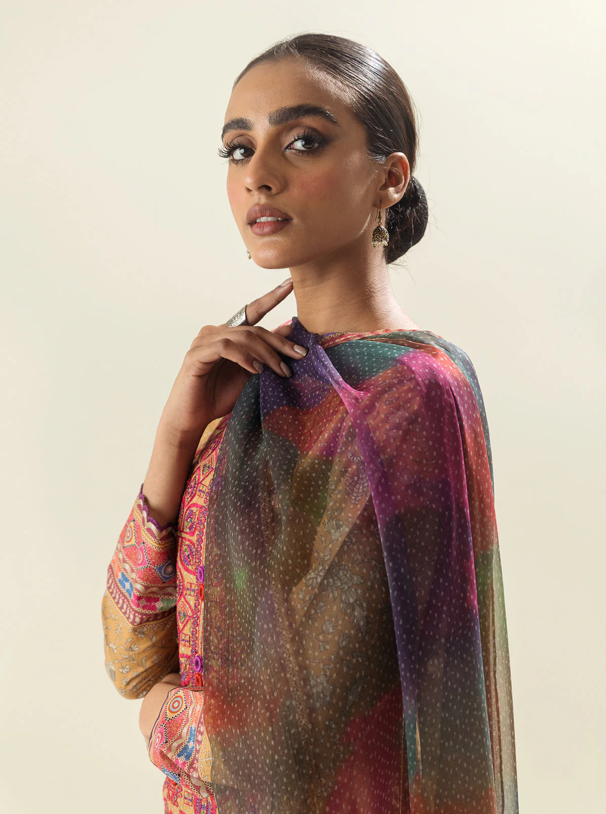 3 PIECE - EMBROIDERED LAWN SUIT - TRIBAL DAWN - Image 2