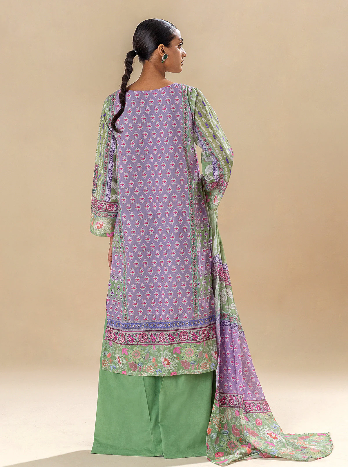 2 PIECE PRINTED LAWN SUIT-EVERGREEN AURA (UNSTITCHED) - Image 4