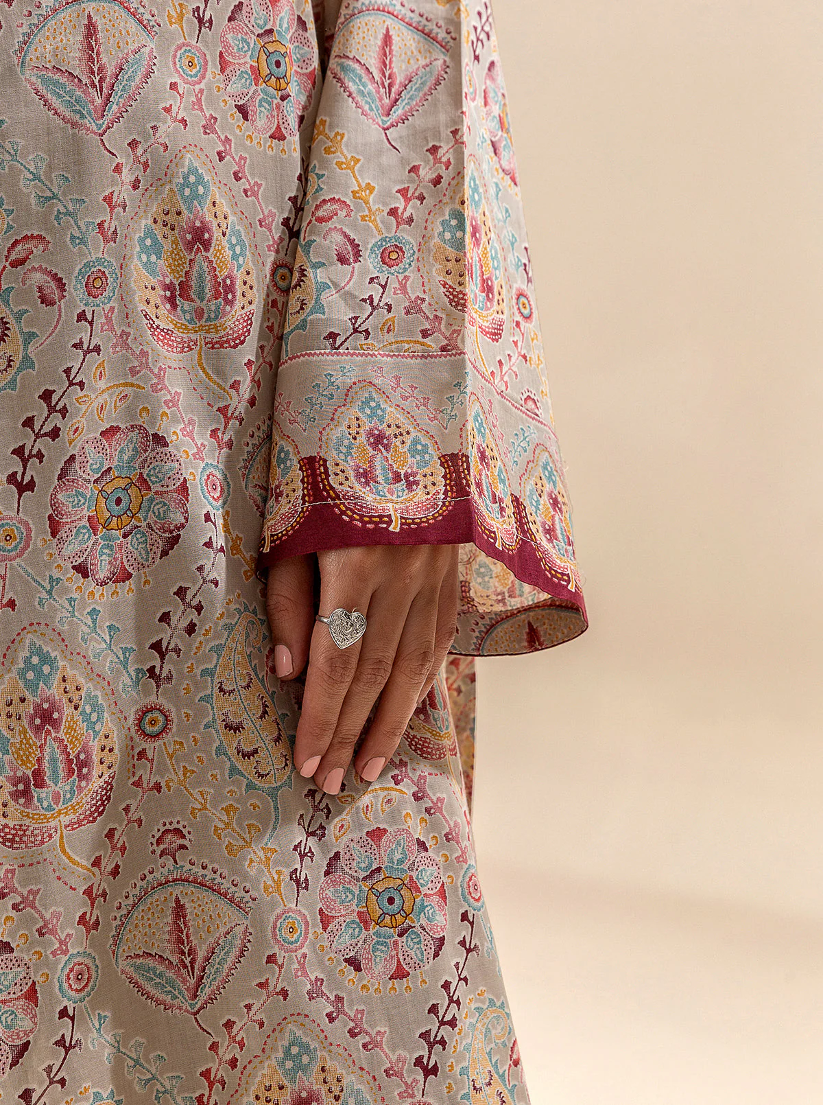 2 PIECE PRINTED LAWN SUIT-MEADOW MILK (UNSTITCHED) - Image 2