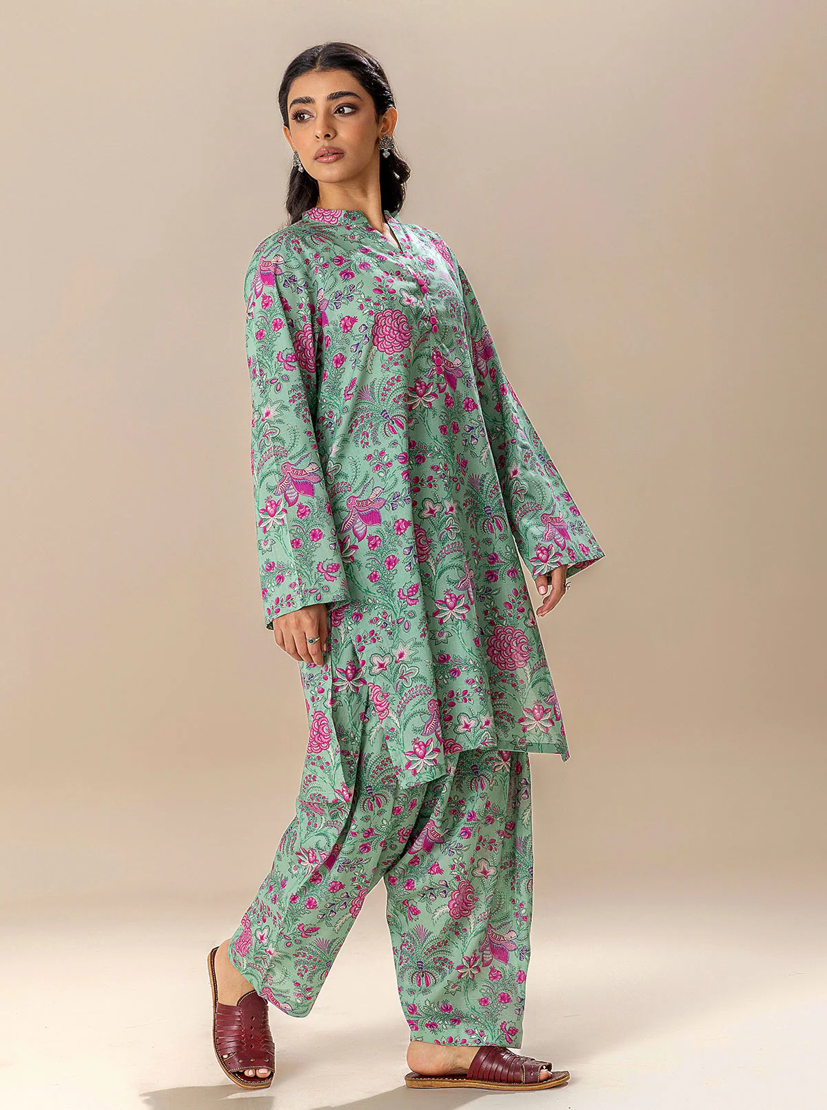 2 PIECE PRINTED LAWN SUIT-JADE SHEEN (UNSTITCHED) - Image 5