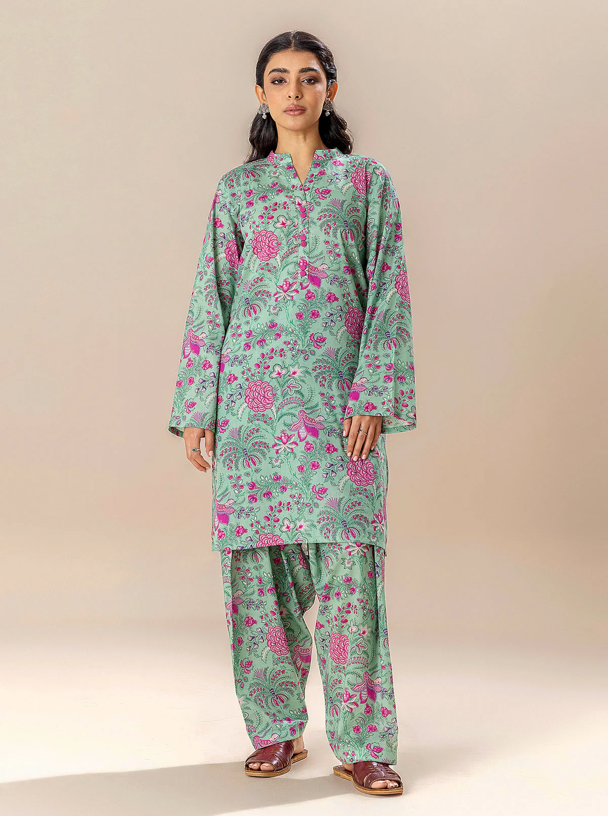 2 PIECE PRINTED LAWN SUIT-JADE SHEEN (UNSTITCHED) - Image 6