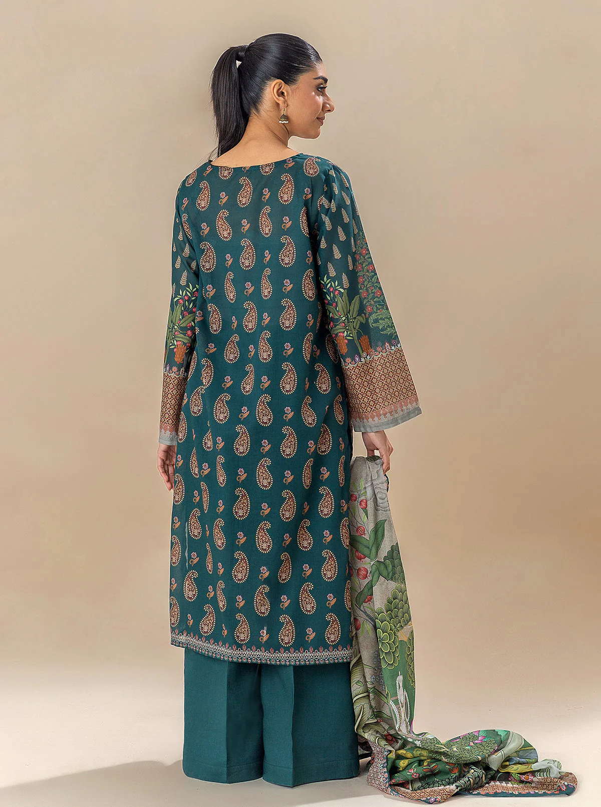 3 PIECE PRINTED LAWN SUIT-CHROME MEADOW (UNSTITCHED) - Image 2